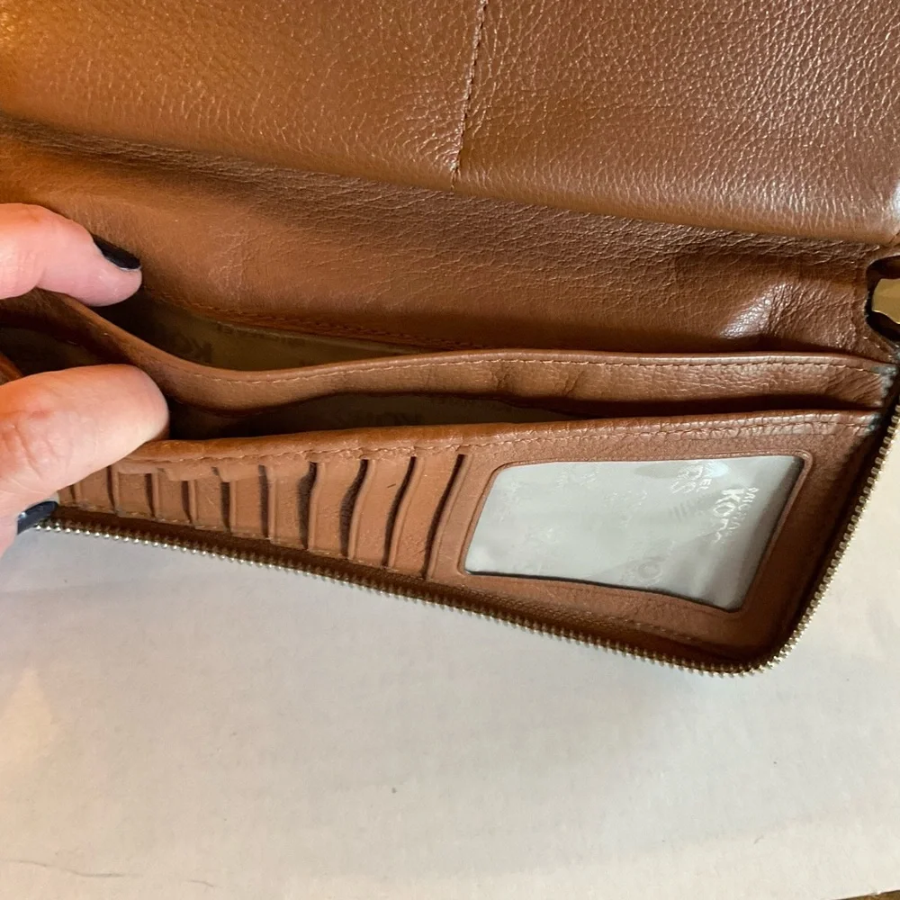 Michael Kors Brown Pebbled Leather Zip-Around Continental Wallet